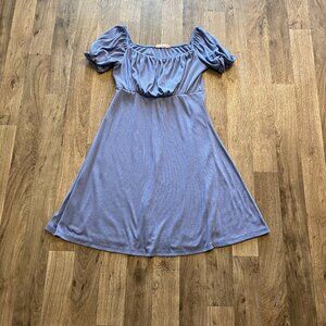 Mikey & Joey Blue Peasant Top Swing Dress Women's Size Small Off the Shoulder